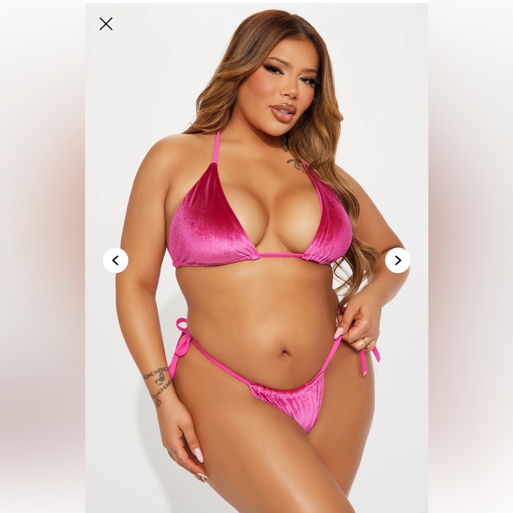Fashion Nova Pink Velvet Bikini Set